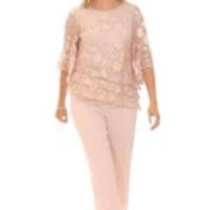Burnout Chiffon Blouse with Asymmetrical Triple Tier Hem & Illusion Sleeves